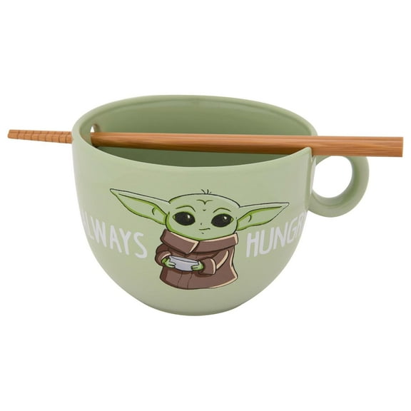 Star Wars 860921 Star Wars The Mandalorian Grogu Always Hungry Ramen Bowl with Chopsticks, Green