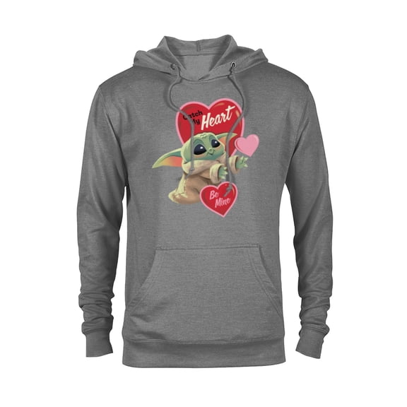Star Wars The Mandalorian Grogu Be Mine Valentine - Pullover Hoodie for Adults – Customized-Graphite Heather