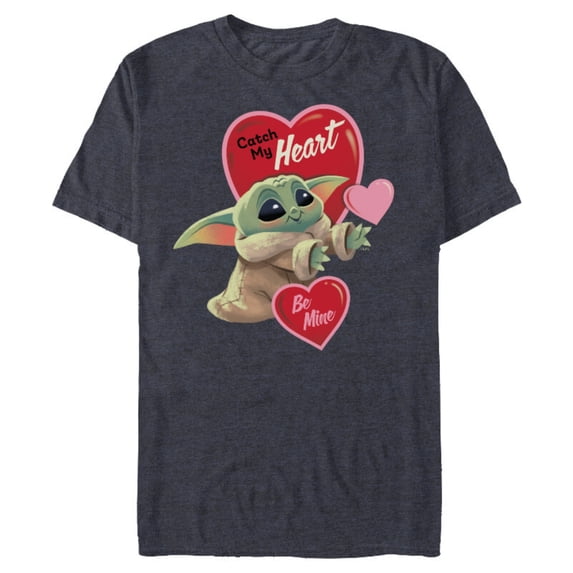 Star Wars The Mandalorian Grogu Be Mine Valentine - Short Sleeve Blended T-Shirt for Adults – Customized-Navy Heather