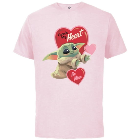 Star Wars The Mandalorian Grogu Be Mine Valentine - Short Sleeve Cotton T-Shirt for Adults - Customized-Soft Pink