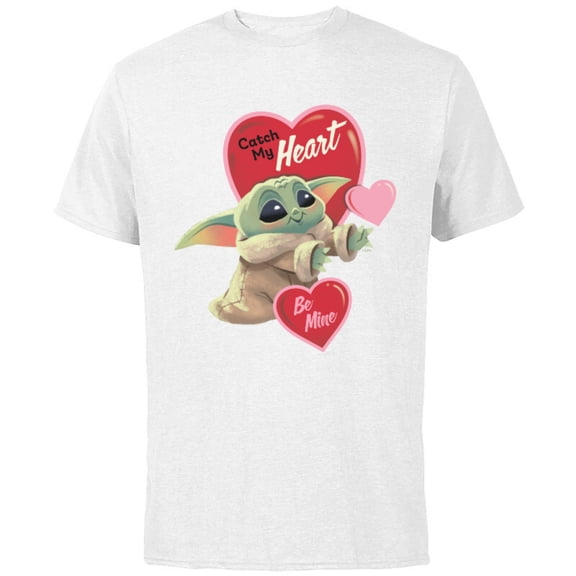 Star Wars The Mandalorian Grogu Be Mine Valentine - Short Sleeve Cotton T-Shirt for Adults - Customized-White