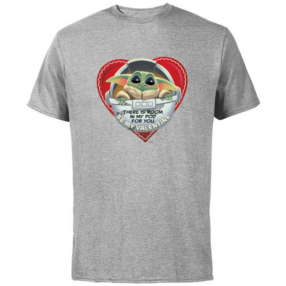 Star Wars The Mandalorian Grogu Be My Valentine - Short Sleeve Cotton T-Shirt for Adults - Customized-Athletic Heather