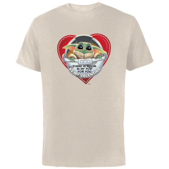 Star Wars The Mandalorian Grogu Be My Valentine - Short Sleeve Cotton T-Shirt for Adults - Customized-Natural