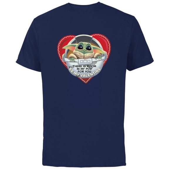 Star Wars The Mandalorian Grogu Be My Valentine - Short Sleeve Cotton T-Shirt for Adults - Customized-Navy