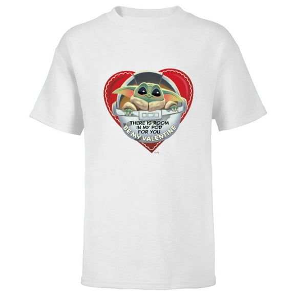 Star Wars The Mandalorian Grogu Be My Valentine - Short Sleeve T-Shirt for Kids – Customized-White
