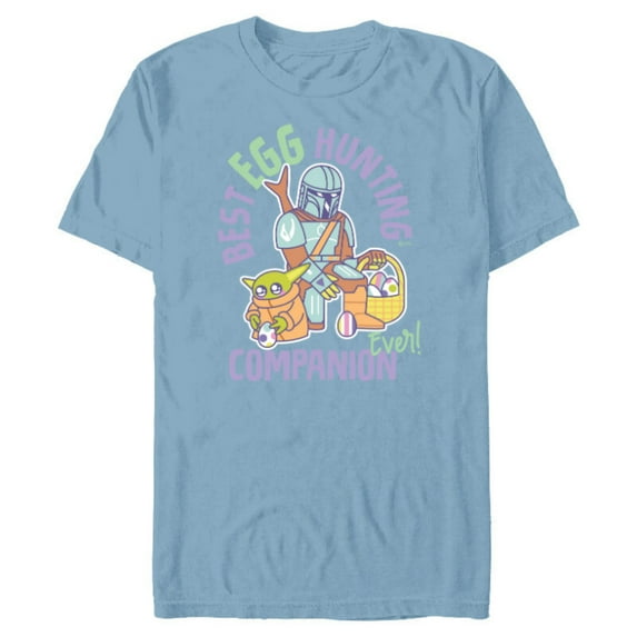 Star Wars The Mandalorian & Grogu Best Egg Hunting Companion - Short Sleeve Blended T-Shirt for Adults - Customized-Ocean Blue