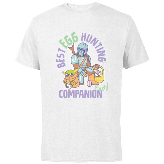 Star Wars The Mandalorian & Grogu Best Egg Hunting Companion - Short Sleeve Cotton T-Shirt for Adults - Customized-White