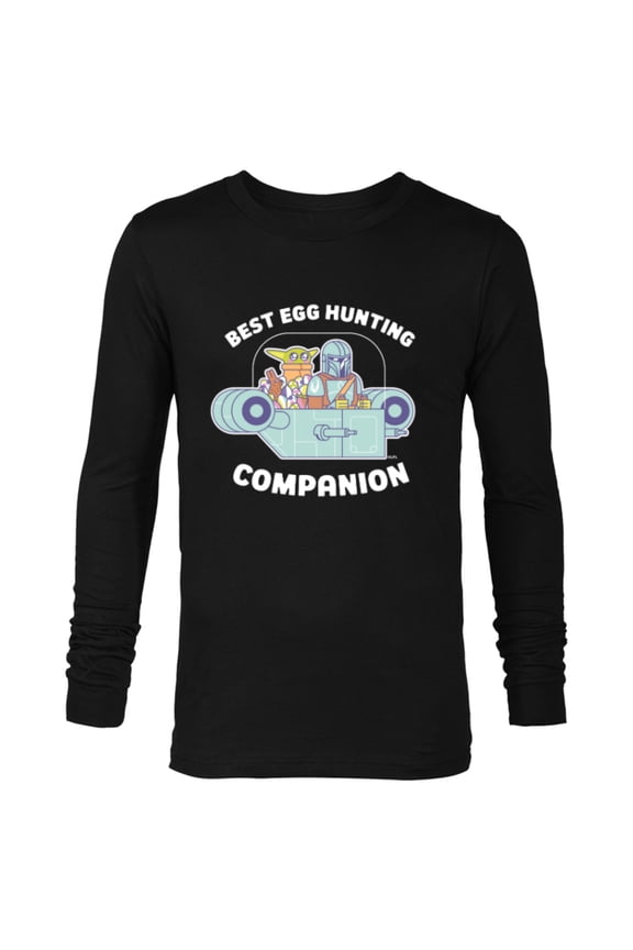 The Mandalorian Grogu Best Egg Hunting Easter - Long Sleeve T-Shirt for Men - Customized-Black