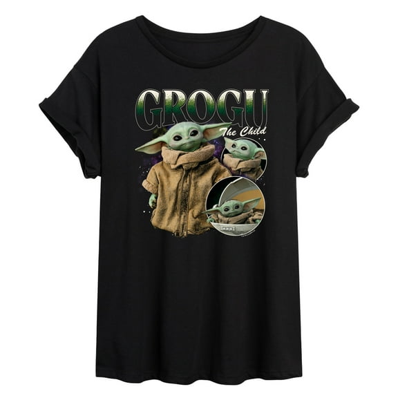 Star Wars - The Mandalorian Grogu Bootleg - Womens Oversized Graphic T-Shirt