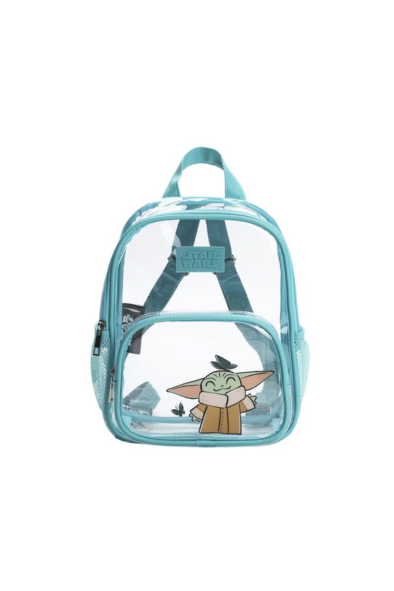 Star Wars The Mandalorian Grogu & Butterflies Clear 10" Adult Mini Backpack