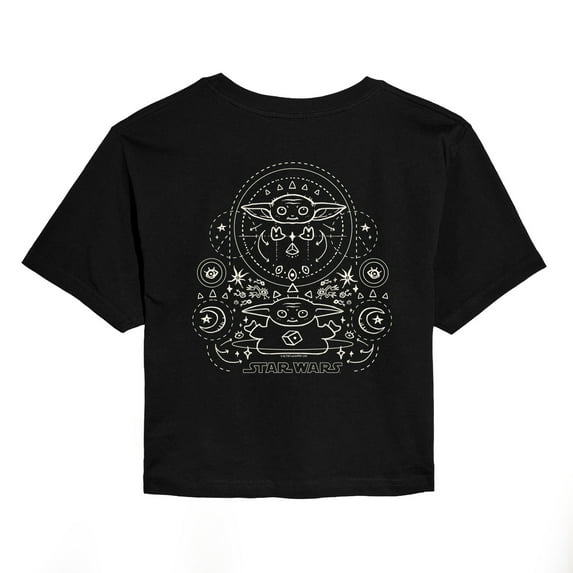Star Wars - The Mandalorian Grogu Celestial - Juniors Cropped Short Sleeve Graphic T-Shirt