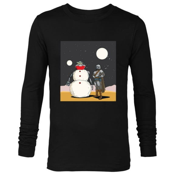 Star Wars The Mandalorian & Grogu Christmas Holiday Snowman - Long Sleeve T-Shirt for Men - Customized-Black