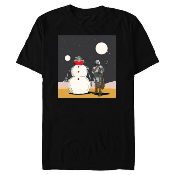 Star Wars The Mandalorian & Grogu Christmas Holiday Snowman - Short Sleeve Blended T-Shirt for Adults - Customized-Black