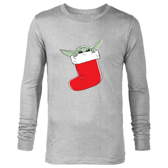 Star Wars The Mandalorian Grogu Christmas Holiday Stocking - Long Sleeve T-Shirt for Men - Customized-Athletic Heather