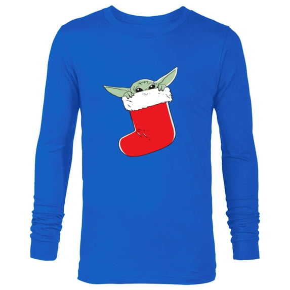 Star Wars The Mandalorian Grogu Christmas Holiday Stocking - Long Sleeve T-Shirt for Men - Customized-Navy