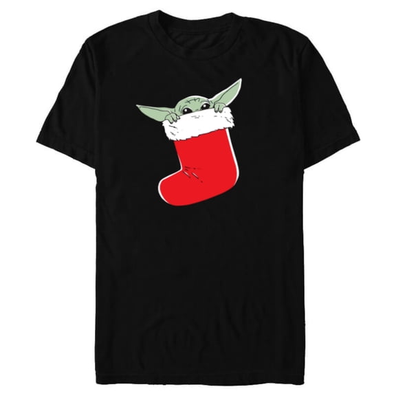 Star Wars The Mandalorian Grogu Christmas Holiday Stocking - Short Sleeve Blended T-Shirt for Adults - Customized-Black