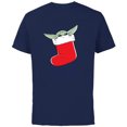 thumbnail image 1 of Star Wars The Mandalorian Grogu Christmas Holiday Stocking - Short Sleeve Cotton T-Shirt for Adults - Customized-Navy, 1 of 5
