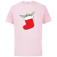 thumbnail image 1 of Star Wars The Mandalorian Grogu Christmas Holiday Stocking - Short Sleeve Cotton T-Shirt for Adults - Customized-Soft Pink, 1 of 5
