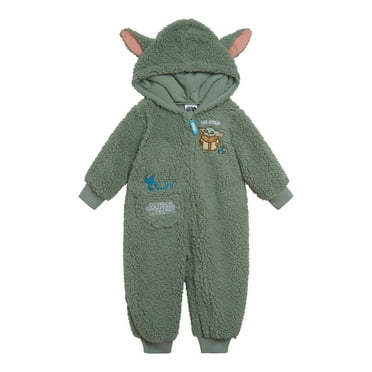 Star Wars The Mandalorian Grogu Cozy Sherpa Zip Up Cosplay Coverall Newborn to Infant