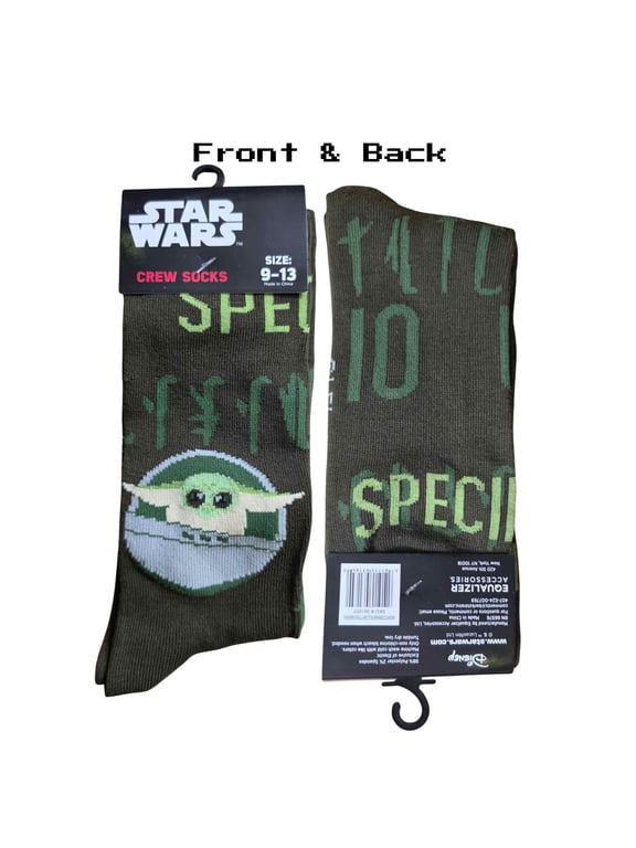 Star Wars The Mandalorian Grogu, Crew Socks Adult Size 9-13, Novelty Socks