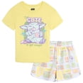 thumbnail image 1 of Star Wars The Mandalorian Grogu Drop Shoulder T-Shirt and French Terry Dolphin Shorts Outfit Set Toddler to Big Kid, 1 of 4