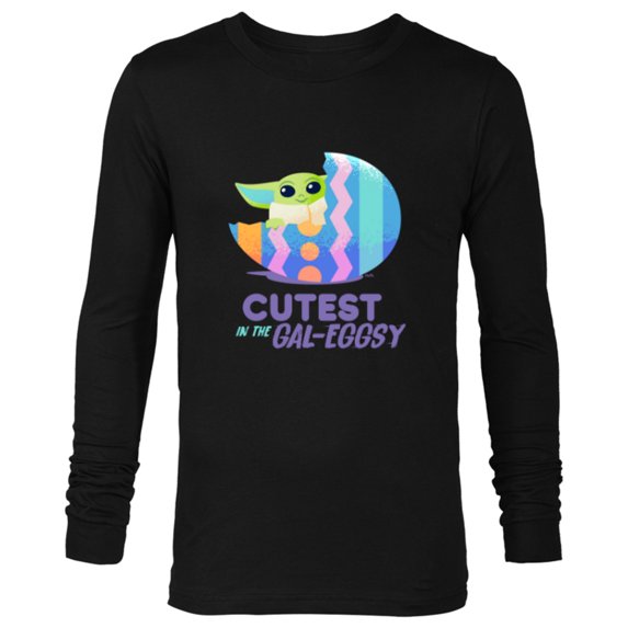 Star Wars The Mandalorian Grogu Easter Cutest in Gal-Eggsy - Long Sleeve T-Shirt for Men - Customized-Black