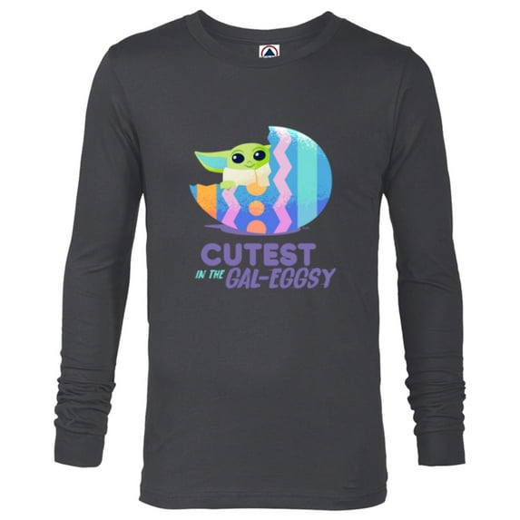 Star Wars The Mandalorian Grogu Easter Cutest in Gal-Eggsy - Long Sleeve T-Shirt for Men - Customized-Charcoal Heather