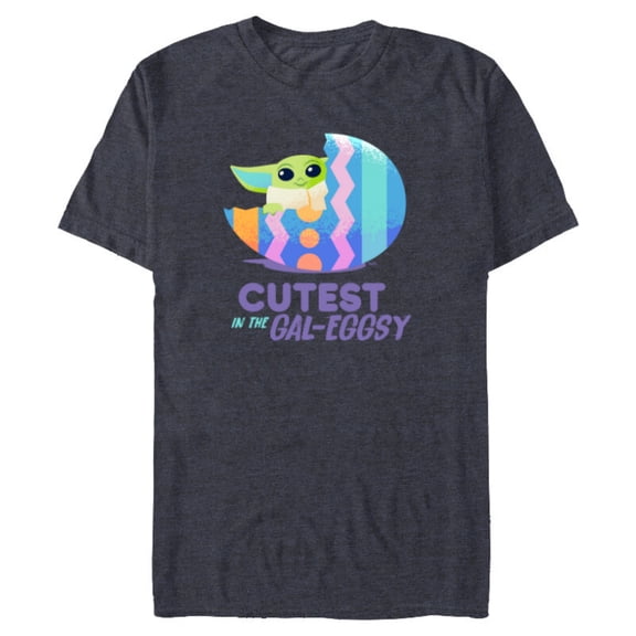 Star Wars The Mandalorian Grogu Easter Cutest in Gal-Eggsy - Short Sleeve Blended T-Shirt for Adults - Customized-Navy Heather