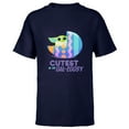 thumbnail image 1 of Star Wars The Mandalorian Grogu Easter Cutest in Gal-Eggsy - Short Sleeve T-Shirt for Kids - Customized-Navy, 1 of 5
