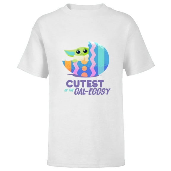 Star Wars The Mandalorian Grogu Easter Cutest in Gal-Eggsy - Short Sleeve T-Shirt for Kids - Customized-White