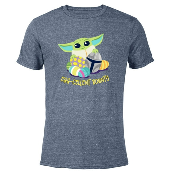 Star Wars The Mandalorian Grogu Easter Egg-Cellent Bounty - Short Sleeve Blended T-Shirt for Adults - Customized-Navy Heather