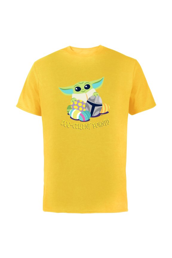 The Mandalorian Grogu Easter Egg-Cellent Bounty - Short Sleeve Cotton T-Shirt for Adults - Customized-Yellow