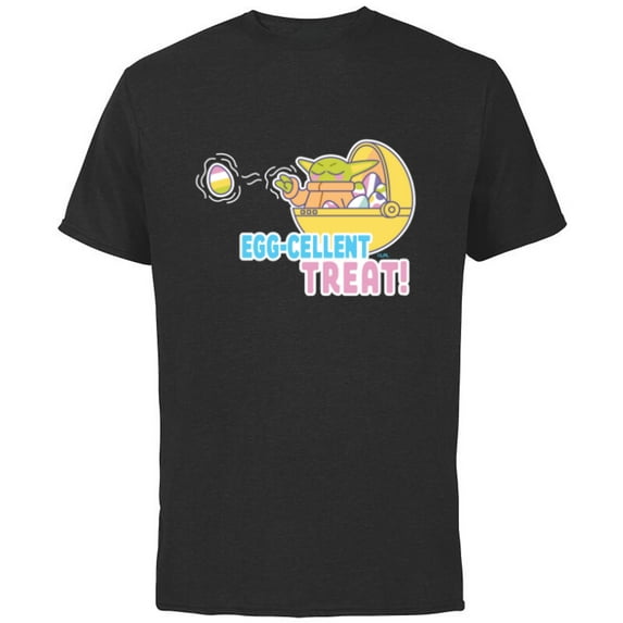 Star Wars The Mandalorian Grogu Easter Egg-Cellent Treat! - Short Sleeve Cotton T-Shirt for Adults - Customized-Black