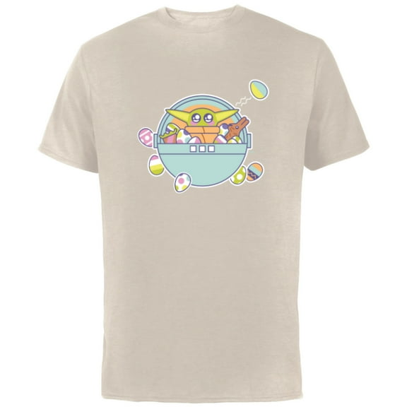 Star Wars The Mandalorian Grogu Easter Egg-Citement - Short Sleeve Cotton T-Shirt for Adults - Customized-Natural