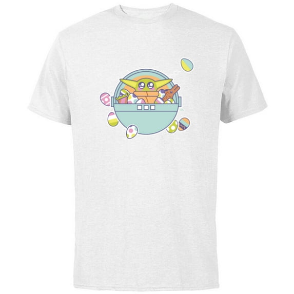 Star Wars The Mandalorian Grogu Easter Egg-Citement - Short Sleeve Cotton T-Shirt for Adults - Customized-White