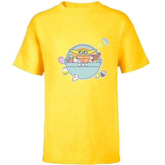 Star Wars The Mandalorian Grogu Easter Egg-Citement - Short Sleeve T-Shirt for Kids - Customized-Yellow
