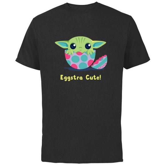 Star Wars The Mandalorian Grogu Easter Eggstra Cute! - Short Sleeve Cotton T-Shirt for Adults - Customized-Black