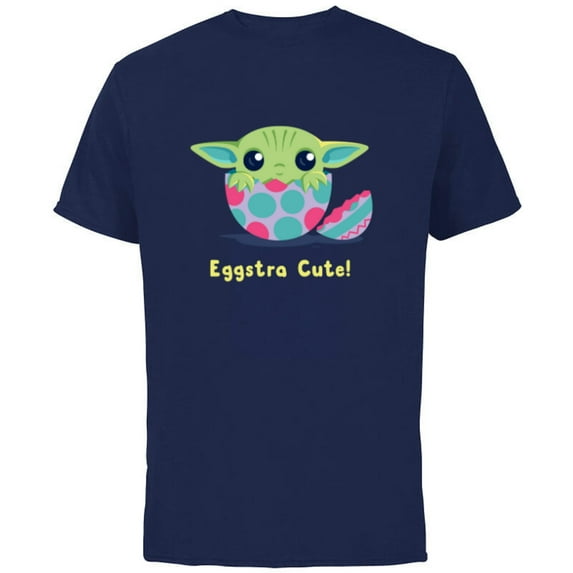 Star Wars The Mandalorian Grogu Easter Eggstra Cute! - Short Sleeve Cotton T-Shirt for Adults - Customized-Navy