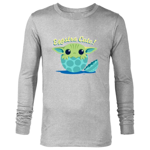 Star Wars The Mandalorian Grogu "Eggstra Cute!" Easter Egg - Long Sleeve T-Shirt for Men - Customized-Athletic Heather