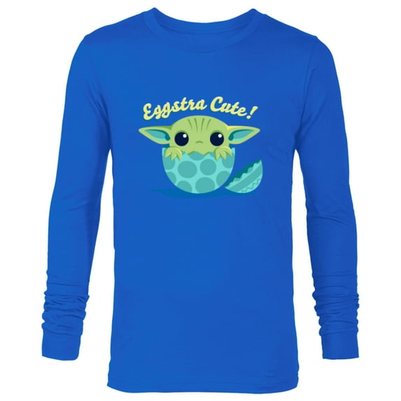 Star Wars The Mandalorian Grogu "Eggstra Cute!" Easter Egg - Long Sleeve T-Shirt for Men - Customized-Royal