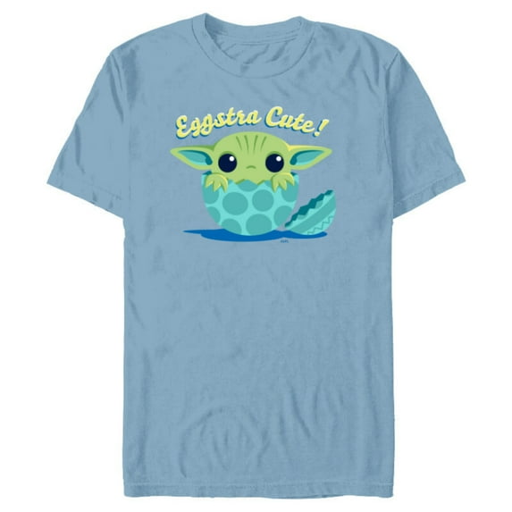 Star Wars The Mandalorian Grogu Eggstra Cute Easter - Short Sleeve Blended T-Shirt for Adults - Customized-Ocean Blue