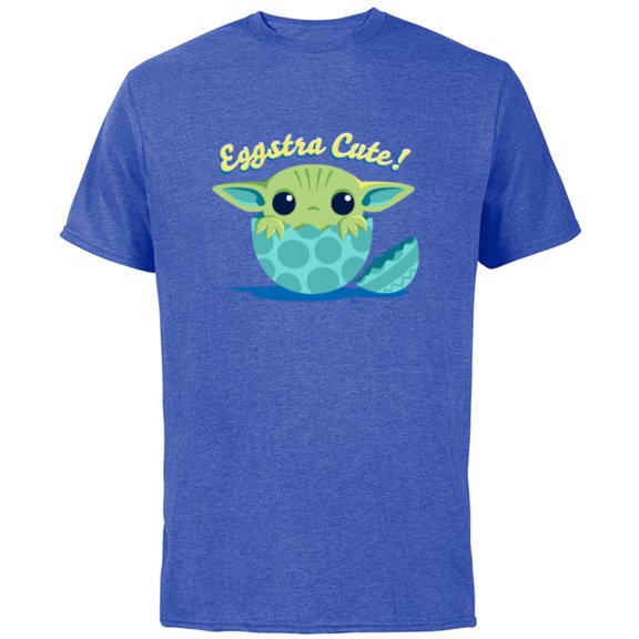 Star Wars The Mandalorian Grogu "Eggstra Cute!" Easter Egg - Short Sleeve Cotton T-Shirt for Adults - Customized-Royal Heather