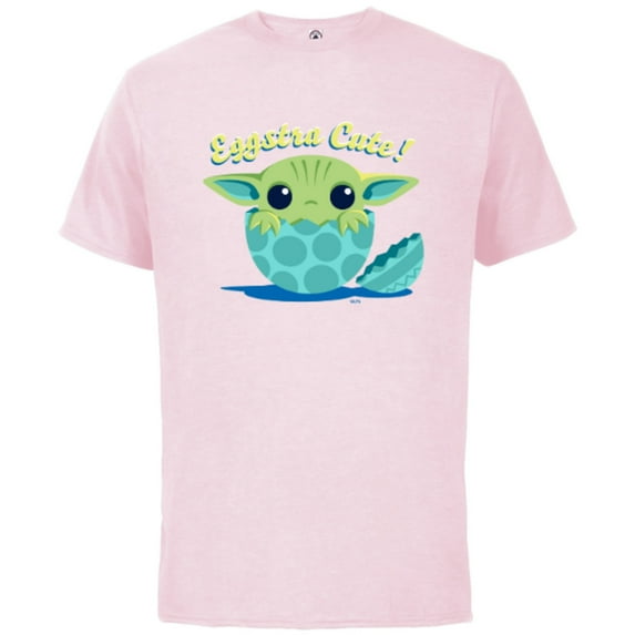 Star Wars The Mandalorian Grogu Eggstra Cute Easter - Short Sleeve Cotton T-Shirt for Adults - Customized-Soft Pink