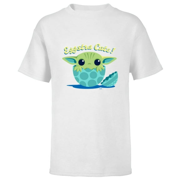Star Wars The Mandalorian Grogu "Eggstra Cute!" Easter Egg - Short Sleeve T-Shirt for Kids - Customized-White