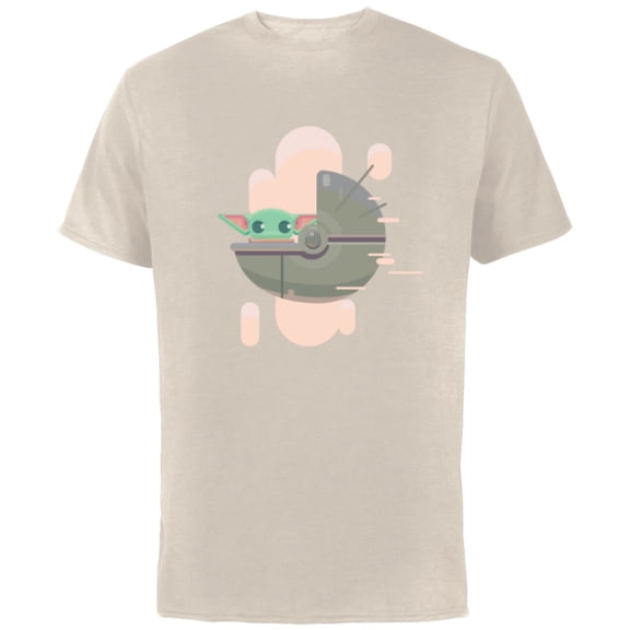 Star Wars The Mandalorian Grogu Floating Pod Digital Galaxy - Short Sleeve Cotton T-Shirt for Adults - Customized-Natural