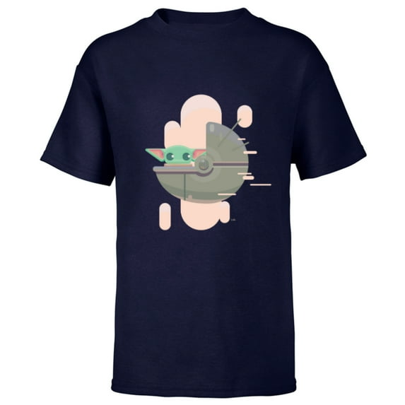 Star Wars The Mandalorian Grogu Floating Pod Digital Galaxy - Short Sleeve T-Shirt for Kids - Customized-Navy
