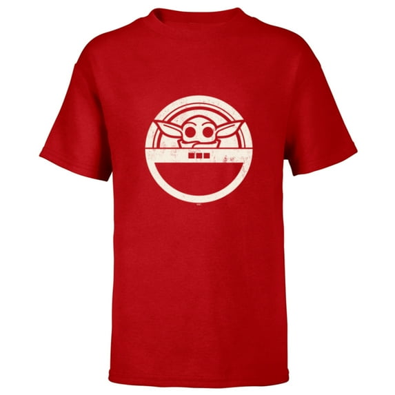 Star Wars The Mandalorian Grogu Floating Pod Sticker - Short Sleeve T-Shirt for Kids - Customized-Red