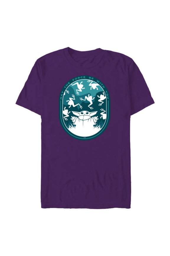 The Mandalorian Grogu & Frogs May the Force - Short Sleeve Blended T-Shirt for Adults - Customized-Purple