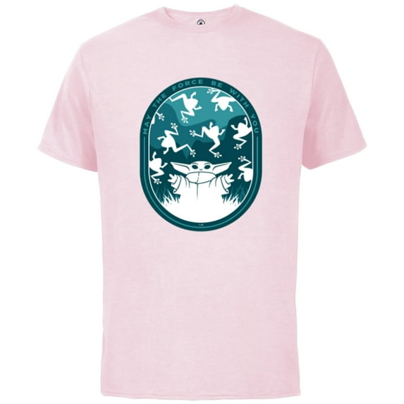 Star Wars The Mandalorian Grogu & Frogs May the Force - Short Sleeve Cotton T-Shirt for Adults - Customized-Soft Pink