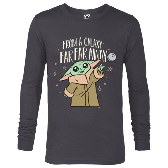 Star Wars The Mandalorian Grogu From a Galaxy Far Far Away - Long Sleeve T-Shirt for Men - Customized-Charcoal Heather